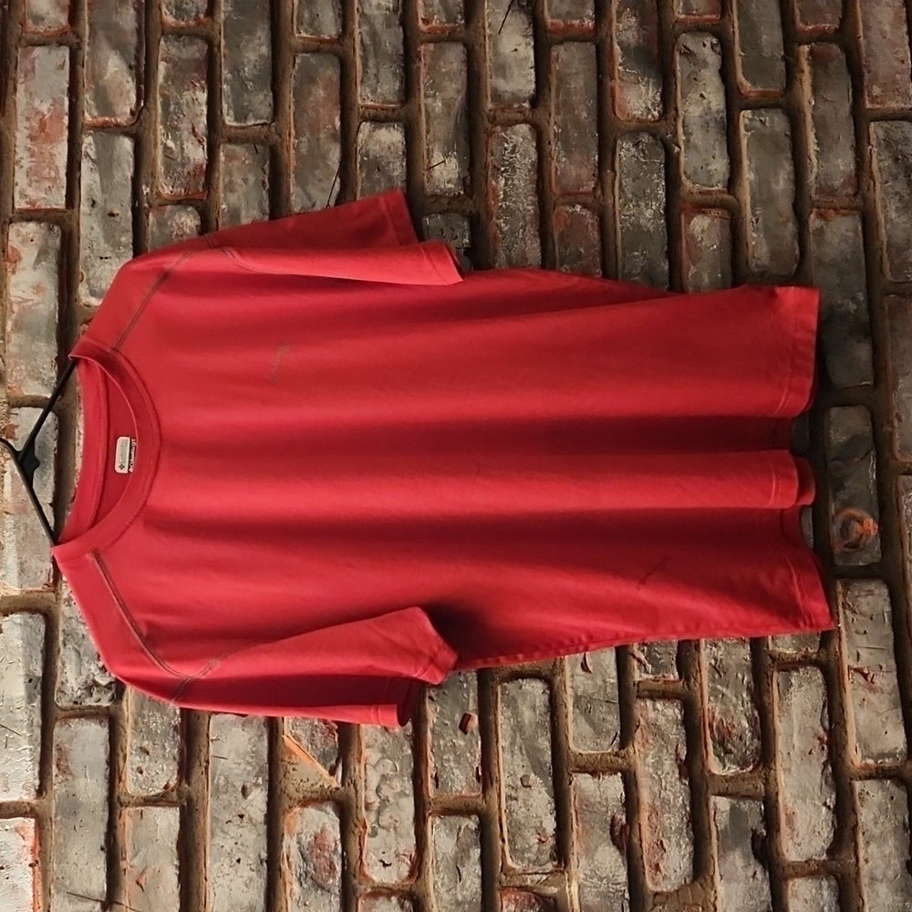 Mens Columbia Crew Neck Short Sleeve Athletic Red T Shirt Top LARGE